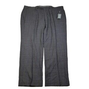 Michael Kors Malone Dress Pants Mens 44x30 Brown Blue Plaid‎ Stretch Wool NEW